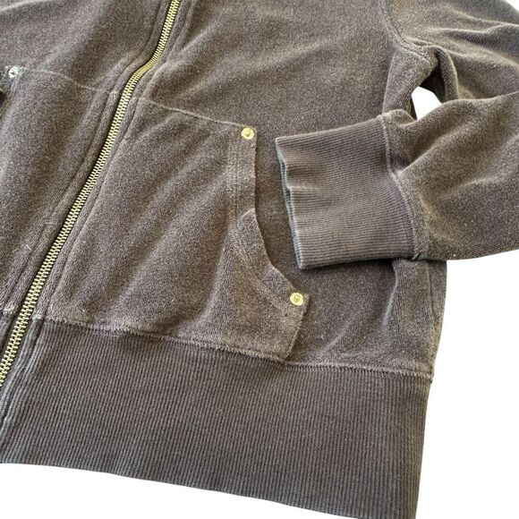 Vintage Y2K Michael Kors Chocolate Brown Terry Full Zip Up Sweater, M - Picture 7 of 12